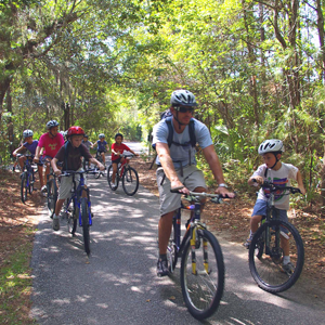 campers riding bicycles
